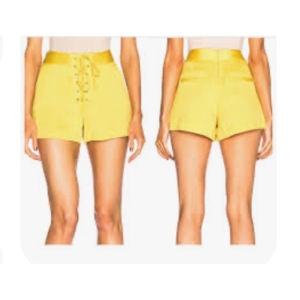Veronica Beard Lulu Yellow‎ Lace Up High Waisted Shorts Size 4 18032036271 NEW